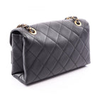 Chanel Shoulder Bag Quilted Logo Black Lambskin Chain — view 2