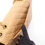 Chanel Shoulder Bag Deca Quilted 30 Single Flap Beige Caviar Leather Chain — view 6