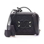 Chanel Shoulder Bag CC Figuri Small Vanity 2-Way Black Caviar Leather CC