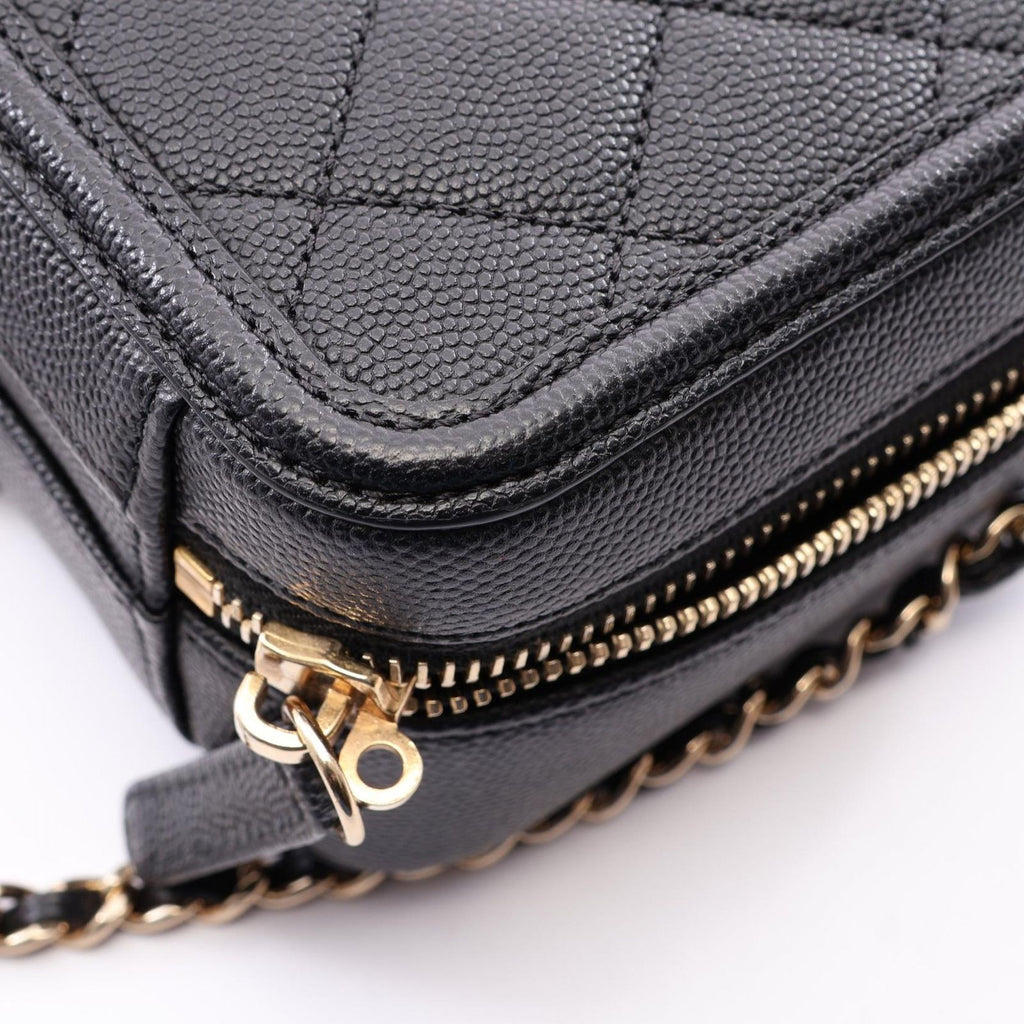 Chanel Shoulder Bag CC Figuri Small Vanity 2-Way Black Caviar Leather CC — view 7