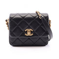 Chanel Shoulder Bag Quilted Black Lambskin Mini Chain