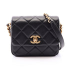 Chanel Shoulder Bag Quilted Black Lambskin Mini Chain