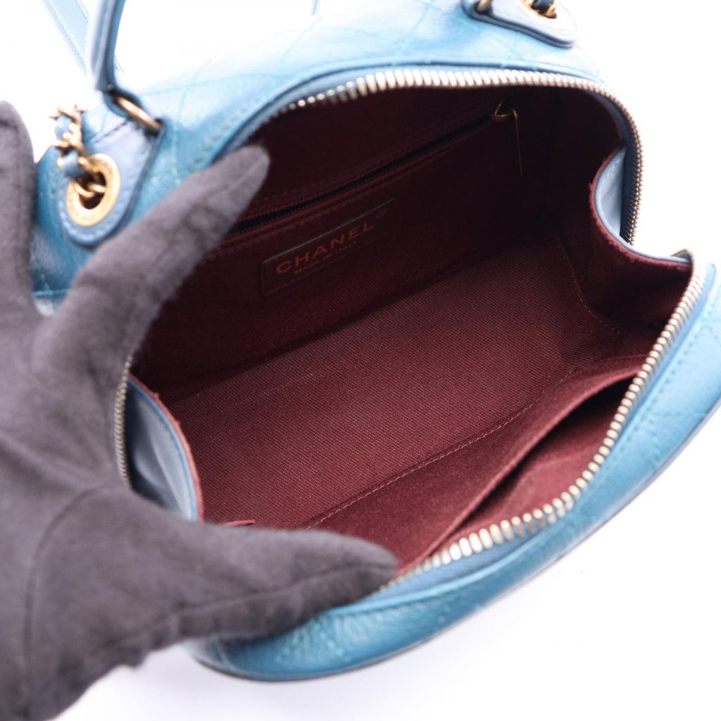 Chanel Shoulder Bag CC Logo 2-Way Blue Leather Quilted Top Handle Chain — view 3