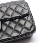 Chanel Shoulder Bag Quilted East Waist Black Lambskin Chain — view 8