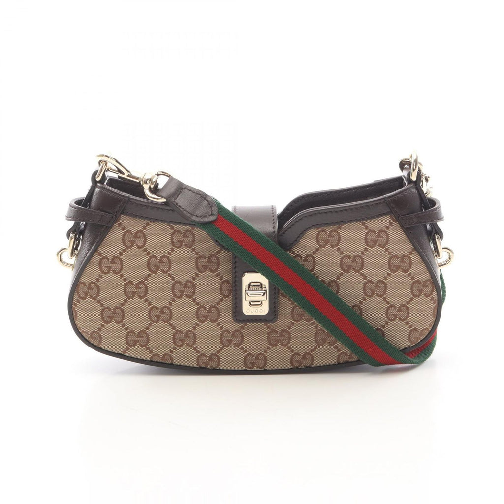 Gucci Handbag Moonside GG Canvas Beige Dark Brown Mini
