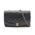 Chanel Shoulder Bag Quilted Diana Flap Black Lambskin Chain