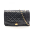 Chanel Shoulder Bag Quilted Diana Flap Black Lambskin Chain