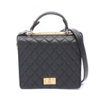 Chanel Shoulder Bag 2.55 Quilted 2-Way Black Leather Top Handle