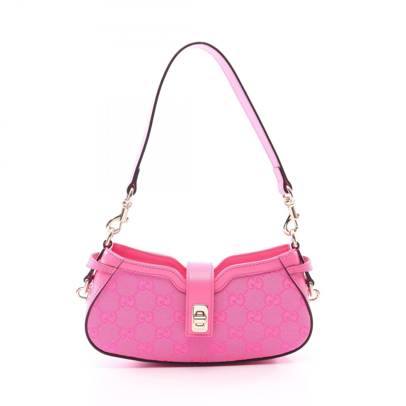 Gucci Shoulder Bag Moonside Mini GG Canvas Fuchsia Pink