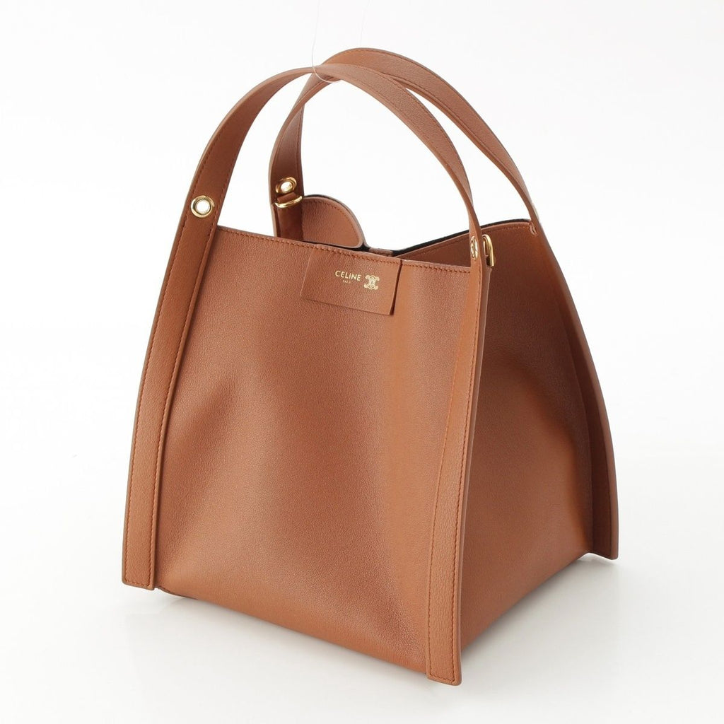 Celine Leather Triomphe Small Cubo 2-Way Handbag Brown — view 2