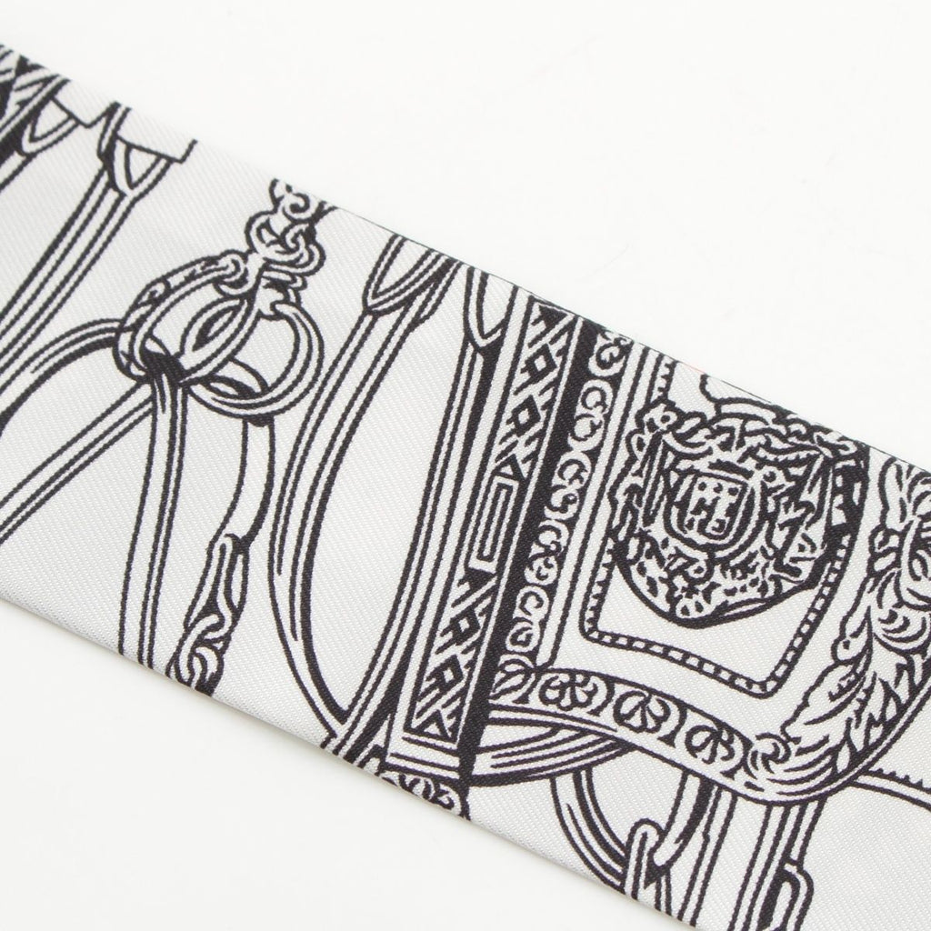 Hermes Silk Twilly Brides de Gala en Fleurs Scarf Black White Multicolor — view 4