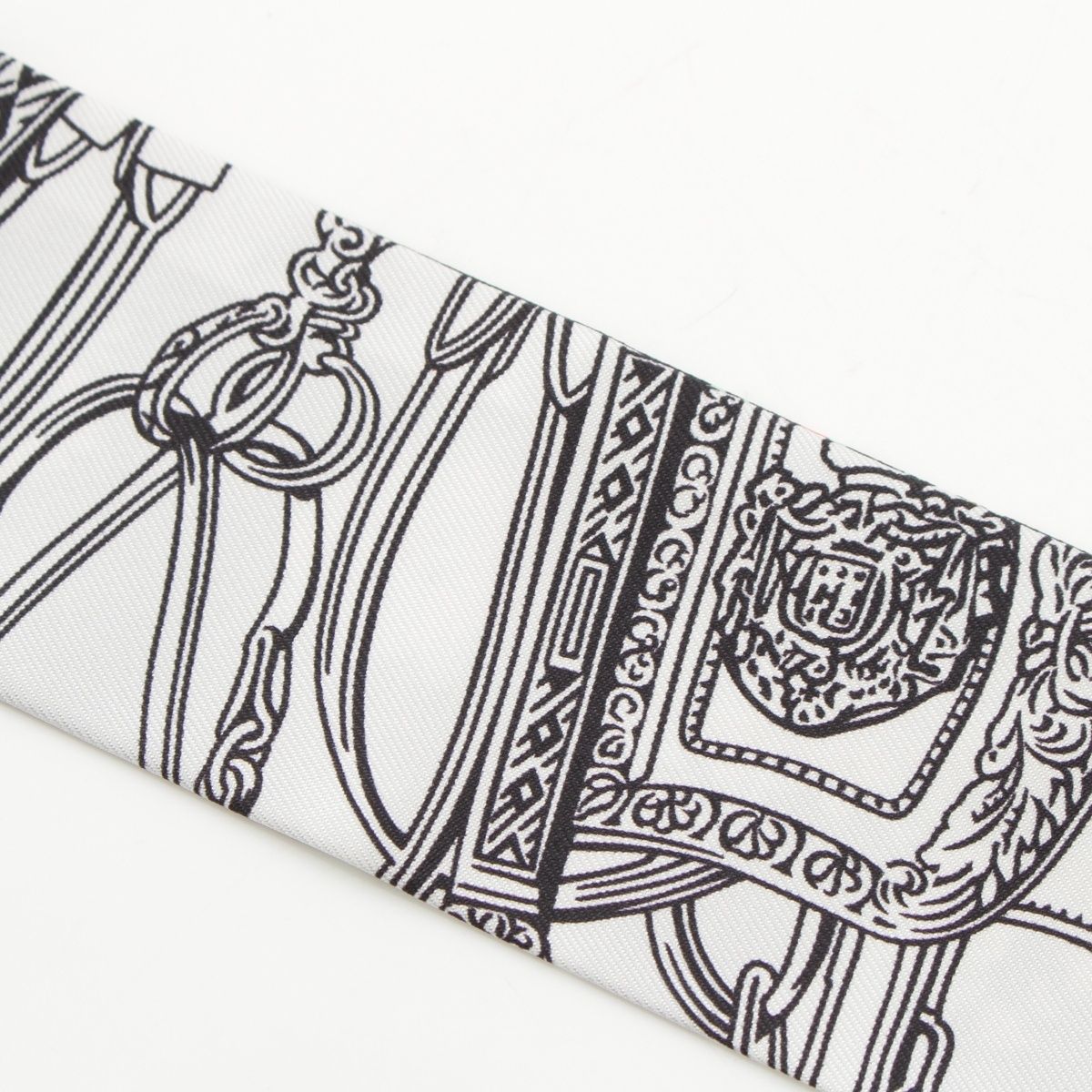 Hermes Silk Twilly Brides de Gala en Fleurs Scarf Black White Multicolor — view 4