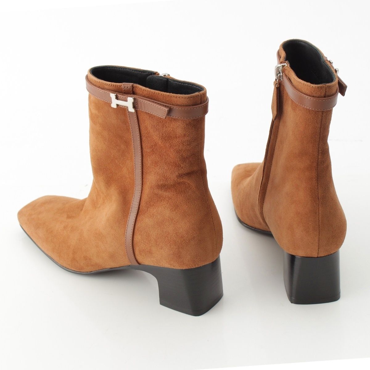 Hermes Homage Buckle Ankle Boots Brown — view 4