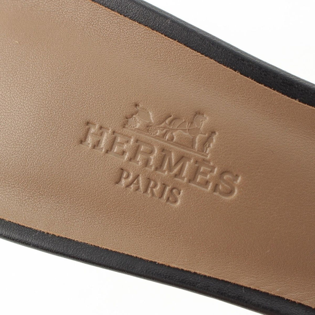 Hermes Leather Oasis Motif Sandals MS Black — view 7
