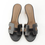 Hermes Leather Oasis Motif Sandals MS Black — view 2