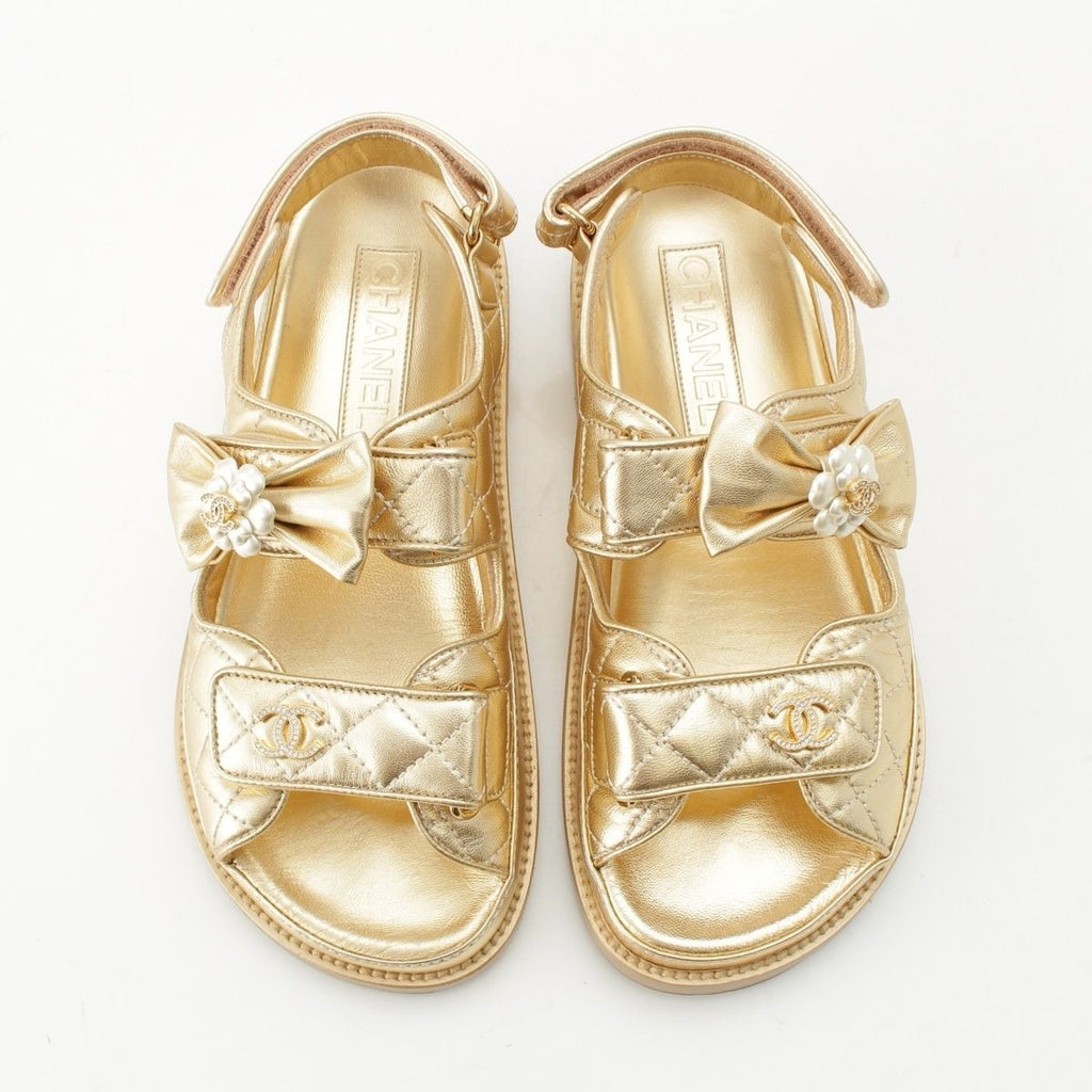 Chanel CC Logo Pearl Ribbon Sandal — view 2