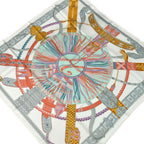 Hermes Scarf Carre 90 White Light Green Multi Ceintures Et Liens