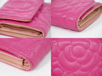 Chanel Camellia CC Logo Trifold Wallet Compact Leather Pink — view 6