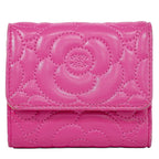 Chanel Camellia CC Logo Trifold Wallet Compact Leather Pink