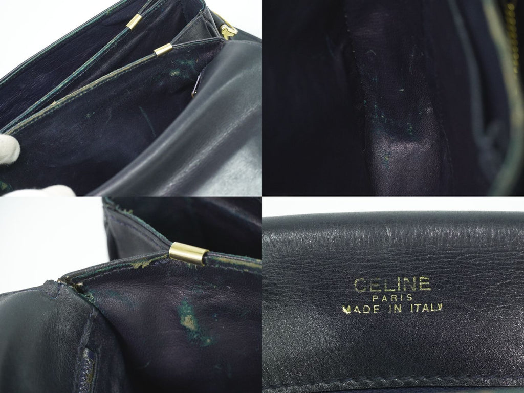 Celine Carriage Shoulder Bag Leather Navy — view 9