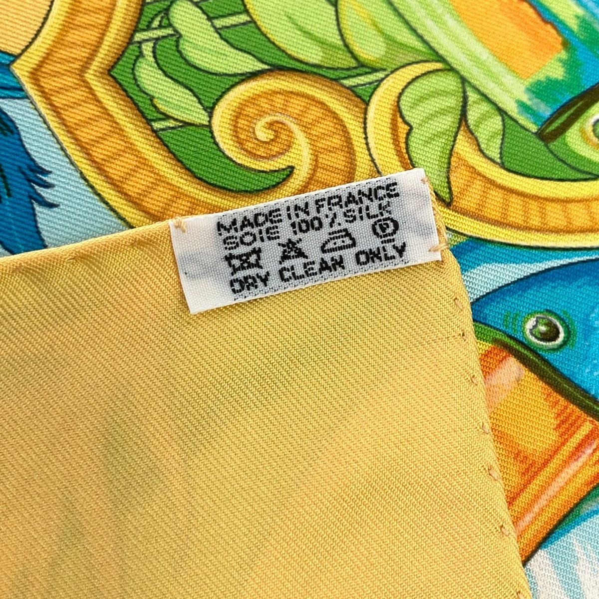 Hermes Scarf Carre 90 Yellow Multi Amazonia Silk — view 3