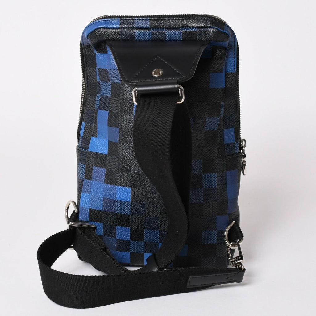 Louis Vuitton Belt Bag Black Blue Graphite Pi Creasing le Avenue Leather Canvas — view 2