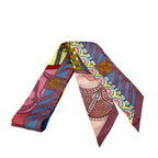 Hermes Scarf Twilight Light Blue Pink Yellow Ribbon Geometrie Cretoise Cles