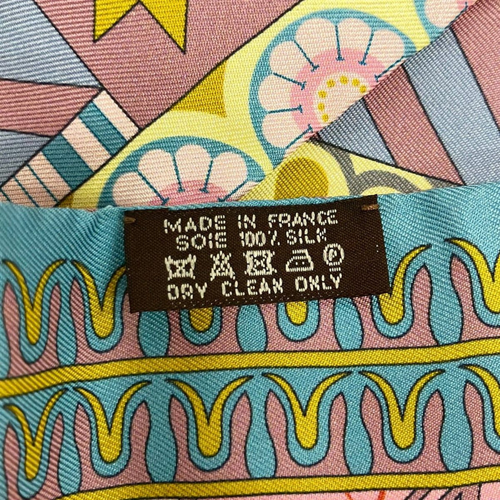 Hermes Scarf Twilight Light Blue Pink Yellow Ribbon Geometrie Cretoise Cles — view 3