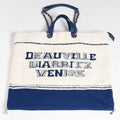 Chanel Tote Bag Pile Large Shopping White Blue