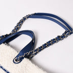 Chanel Tote Bag Pile Large Shopping White Blue — view 5