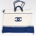 Chanel Tote Bag Pile Large Shopping White Blue — view 2