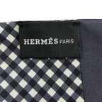 Hermes Scarf Dark Navy White Dark Gray Plaid Chaine D'ancre Chain Reversible — view 2