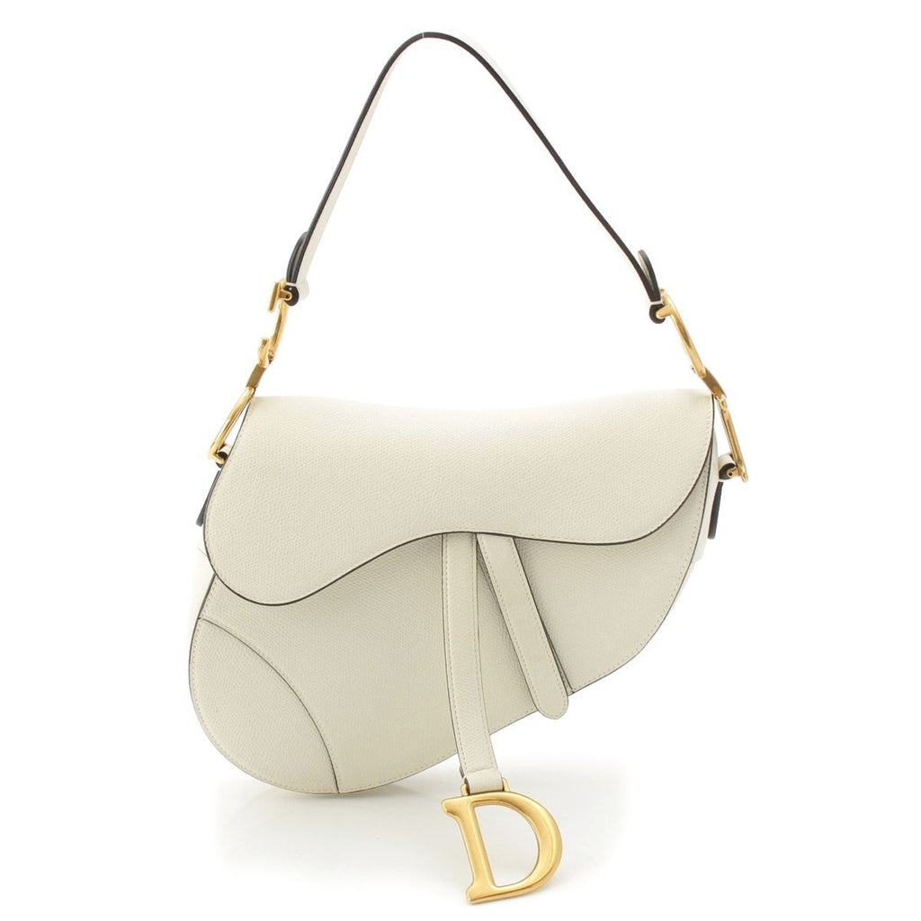 Dior Leather Saddle Bag Shoulder White Latte