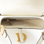 Dior Leather Saddle Bag Shoulder White Latte — view 6