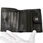 Chanel Wallet Bicolor Bifold Lambskin Black Gold Quilted Adult Logo — view 4