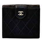 Chanel Wallet Bicolor Bifold Lambskin Black Gold Quilted Adult Logo — view 2