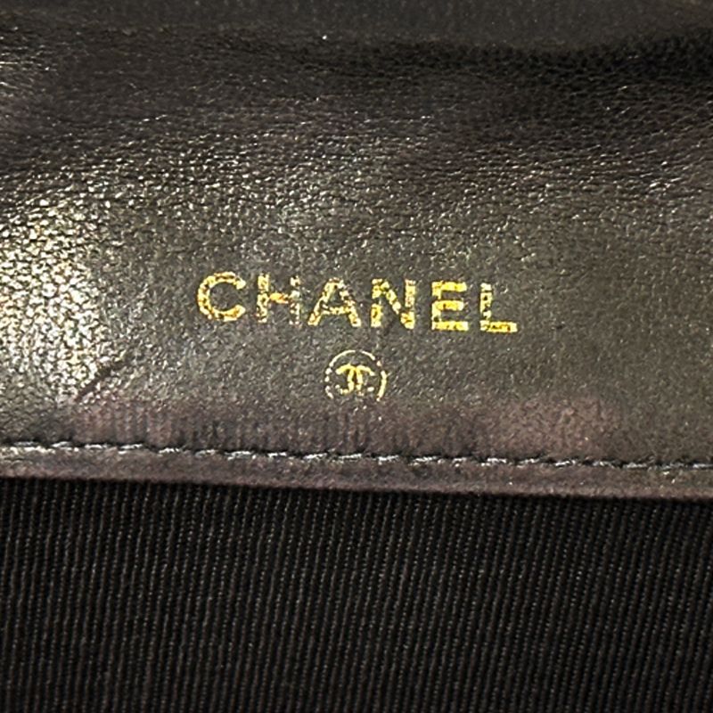 Chanel Wallet Bicolor Bifold Lambskin Black Gold Quilted Adult Logo — view 5