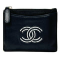 Chanel Wallet Coin Case CC Logo Leather Black Mini Small Compact