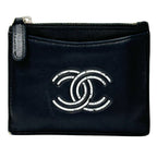 Chanel Wallet Coin Case CC Logo Leather Black Mini Small Compact