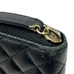 Chanel Wallet Micro Quilted Lambskin Black Gold Zip Around — view 9