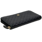 Chanel Wallet Micro Quilted Lambskin Black Gold Zip Around — view 3