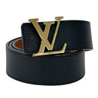 Louis Vuitton Belt Leather Ceinture Reversible Black Brown Gold 85 34 Logo Adult