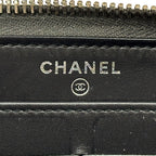 Chanel Wallet CC Logo Lambskin Black Silver Zip Around Studs — view 6