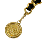 Chanel Belt Cambon Leather Chain Gold Black Logo Plate CC Thick — view 3
