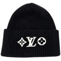 Louis Vuitton Knit Cap Wool Vini LV Head Line Black White