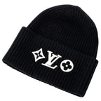 Louis Vuitton Knit Cap Wool Vini LV Head Line Black White — view 3