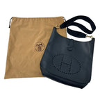 Hermes Evelyne 1 Shoulder Bag Veau Epsom Blue Navy Gold — view 7