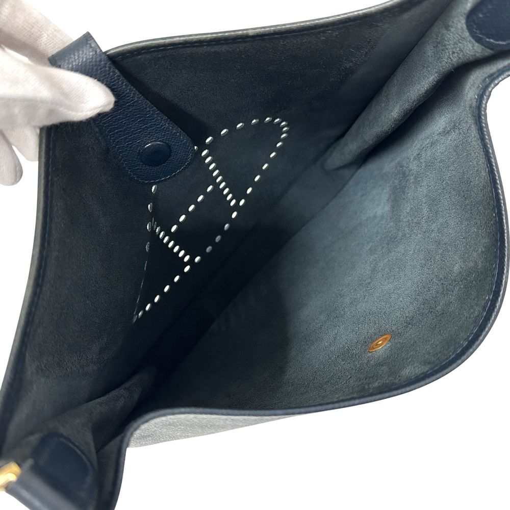 Hermes Evelyne 1 Shoulder Bag Veau Epsom Blue Navy Gold — view 5