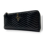 Prada Wallet L-shaped Zipper Quilted V-shaped Stitch Ribbon Metal Logo Nappa