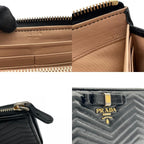 Prada Wallet L-shaped Zipper Quilted V-shaped Stitch Ribbon Metal Logo Nappa — view 9